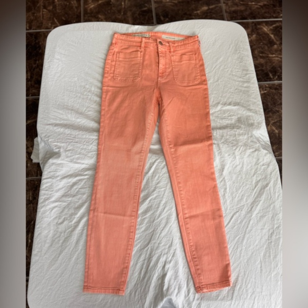Pilcro and the Leatherpress Highrise Skinny Coral  Women's Jeans 29